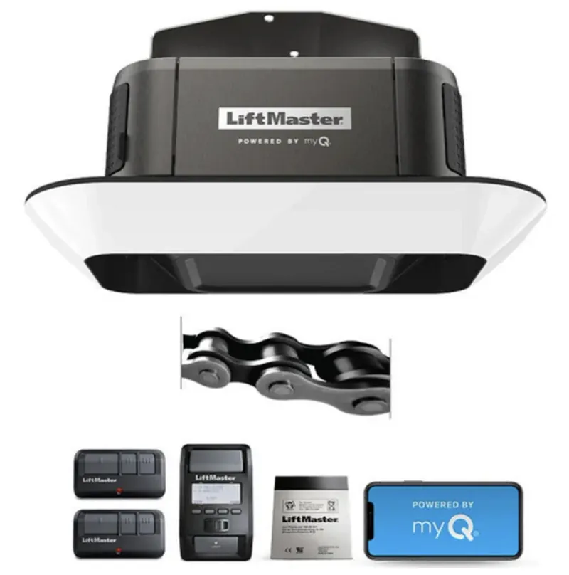Smart garage door opener with remotes, wall control and phone app